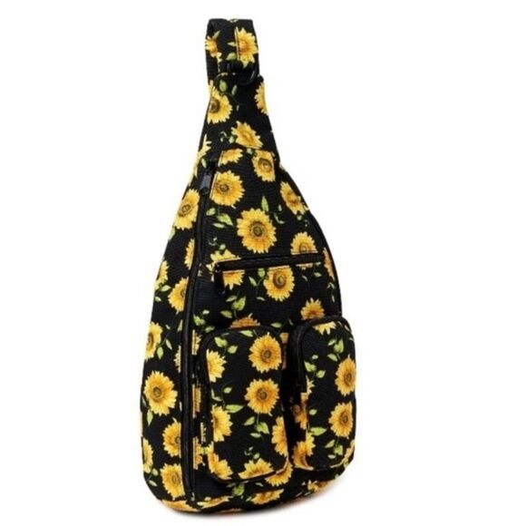 No Boundaries Cotton Canvas Sling Backpack Sunflowers Print - Picture 10 of 12